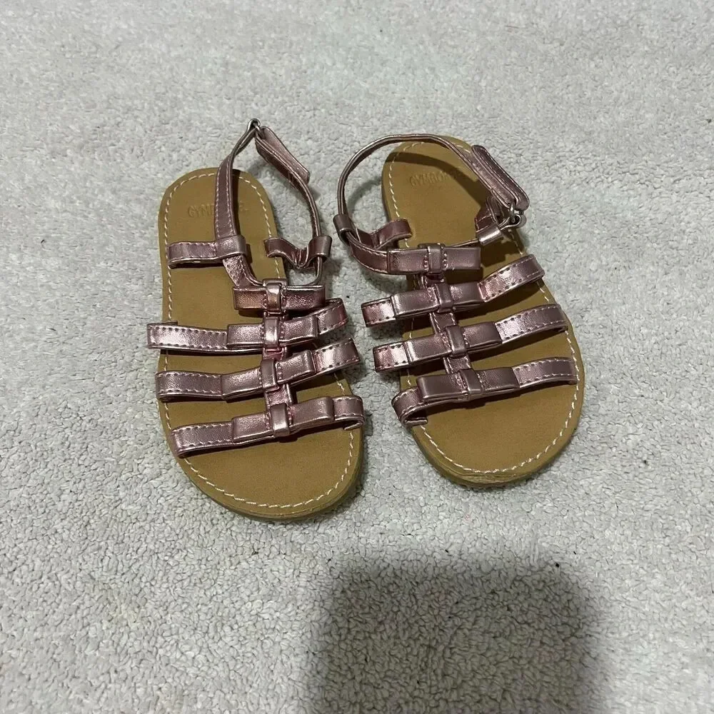 Gymboree & Fashion Kids Girls Pink Gladiator Sandals 10 & White Toddler Lot Of 2
